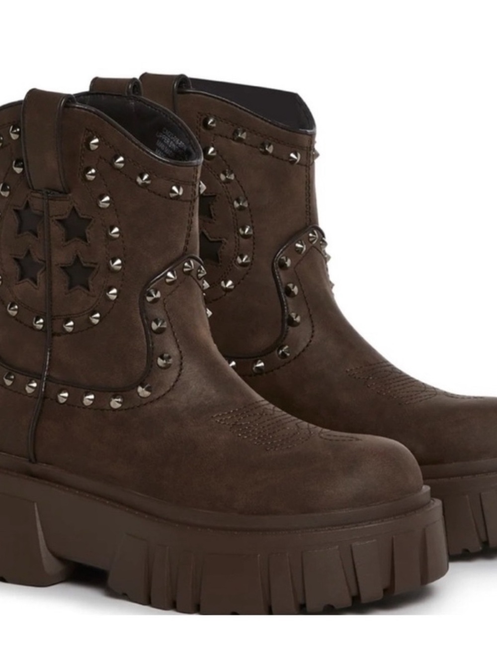 Chunky Boots Brown Studded Women's Ankle Boots 9